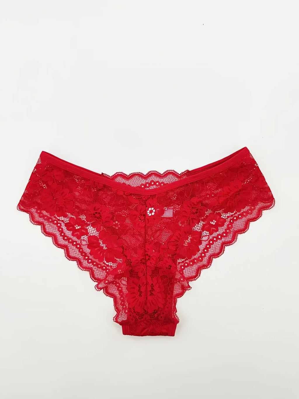 4 Pcs Women's Elegant Sheer Jacquard Lace Bikini Panties, Mid Stretch Low Waist Panties, Women's Lingerie & Underwear - Luvia