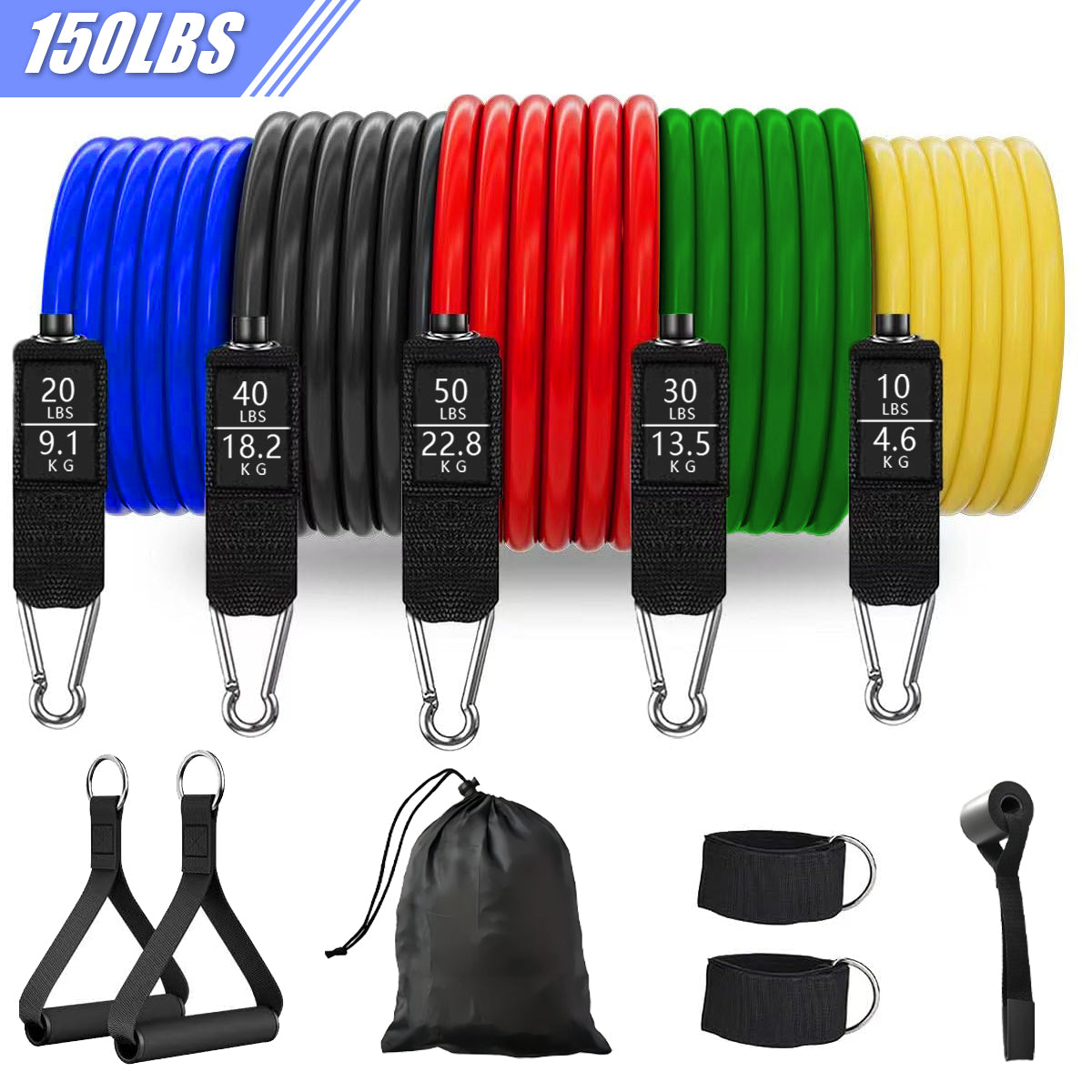 Resistance Band Set, Exercise Bands,Work Out Bands with Handles for Men and Women Fitness, Strength Training Home Gym Equipment