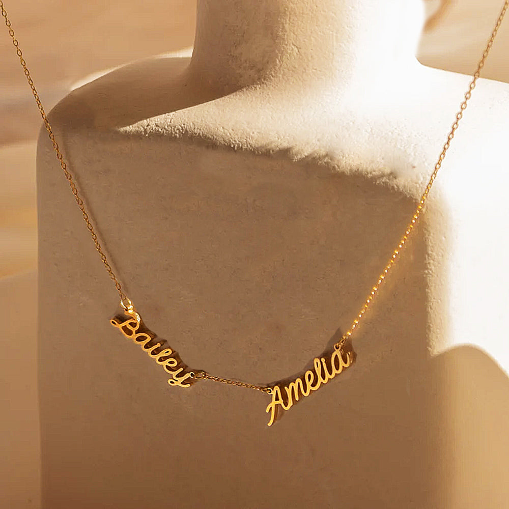 Personalized Customized Necklace for Women Double Name Pendant Stainless Steel Jewelry Couple Heart 1-5 Names Charm Chain Choker