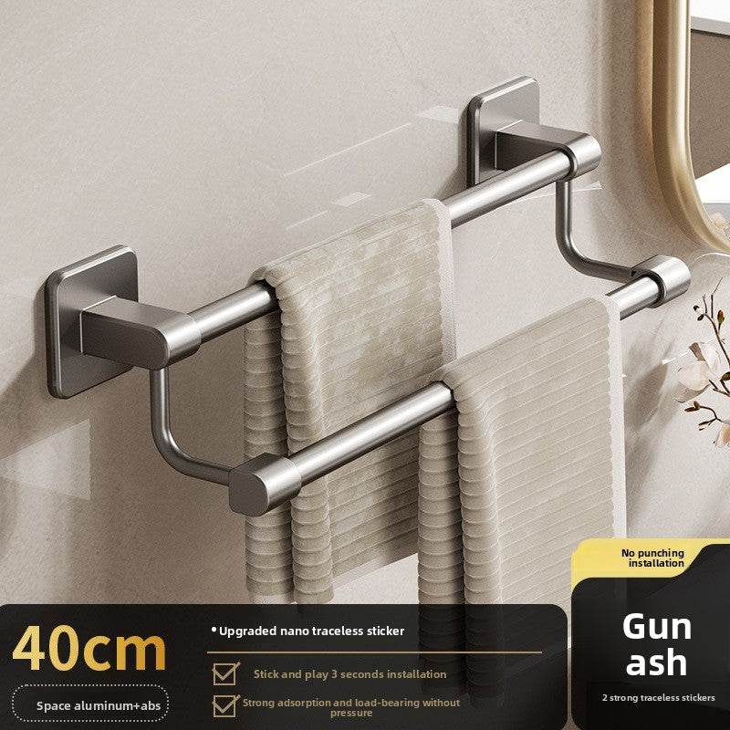 Adhesive Towel Rack 30-80cm Adjustable, No Drill Bathroom Towel Bar for Shower Room