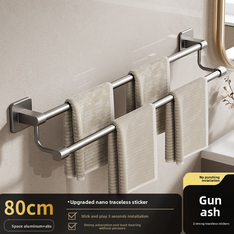 Adhesive Towel Rack 30-80cm Adjustable, No Drill Bathroom Towel Bar for Shower Room