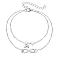 Boho Initial Anklet Heart Infinity Silver Color Ankle Bracelet on Leg Chain 26 Letter Anklets For Women Ankle Beach Foot Jewelry