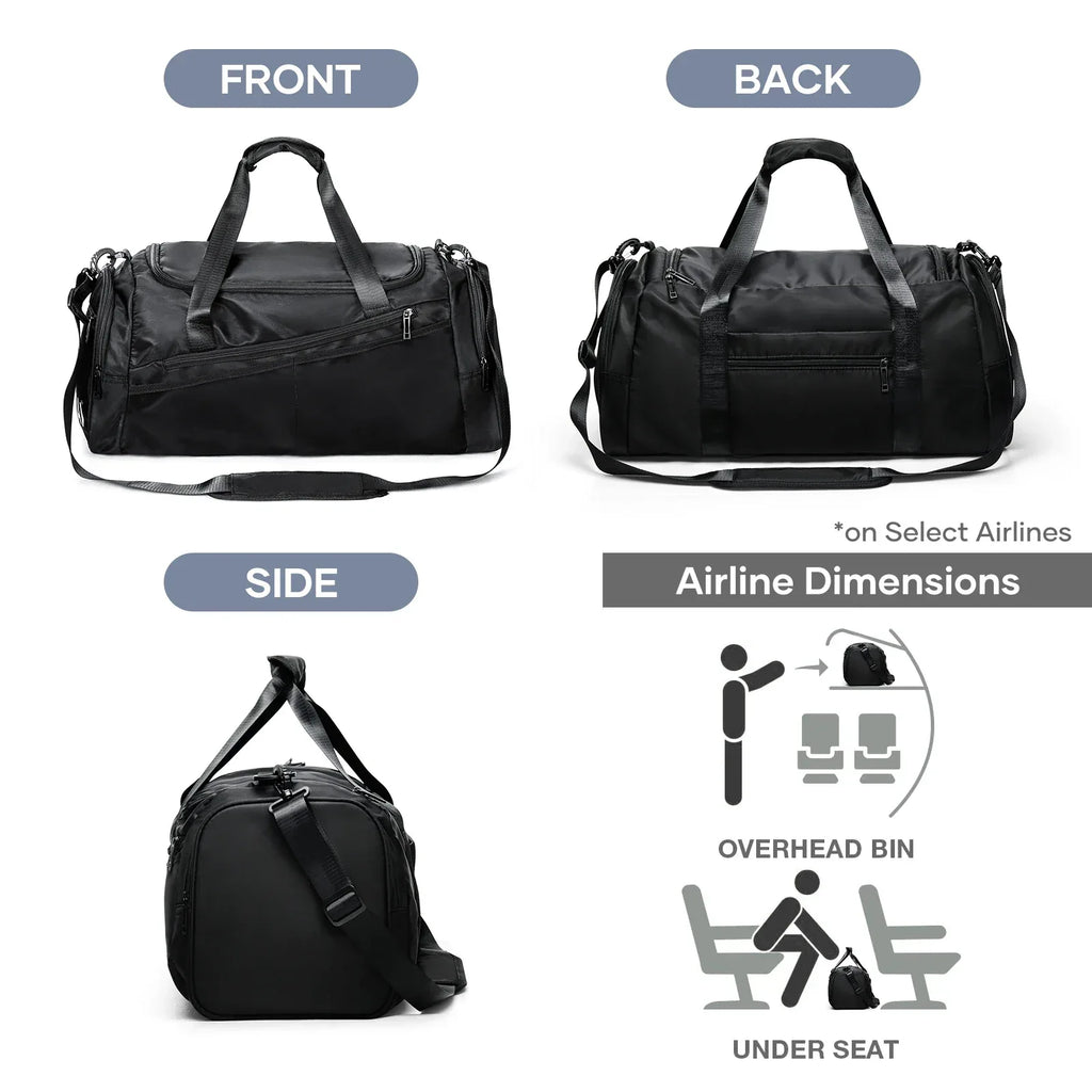 Sports Gym Bag Travel Duffel Bag with Wet Pocket & Shoes Compartment for Men Women Waterproof Large Weekender Overnight Backpack - Luvia