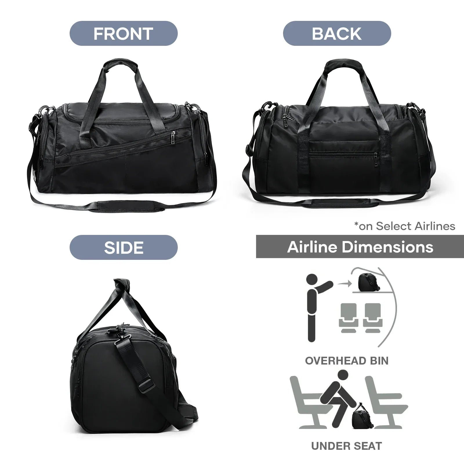 Sports Gym Bag Travel Duffel Bag with Wet Pocket & Shoes Compartment for Men Women Waterproof Large Weekender Overnight Backpack - Luvia