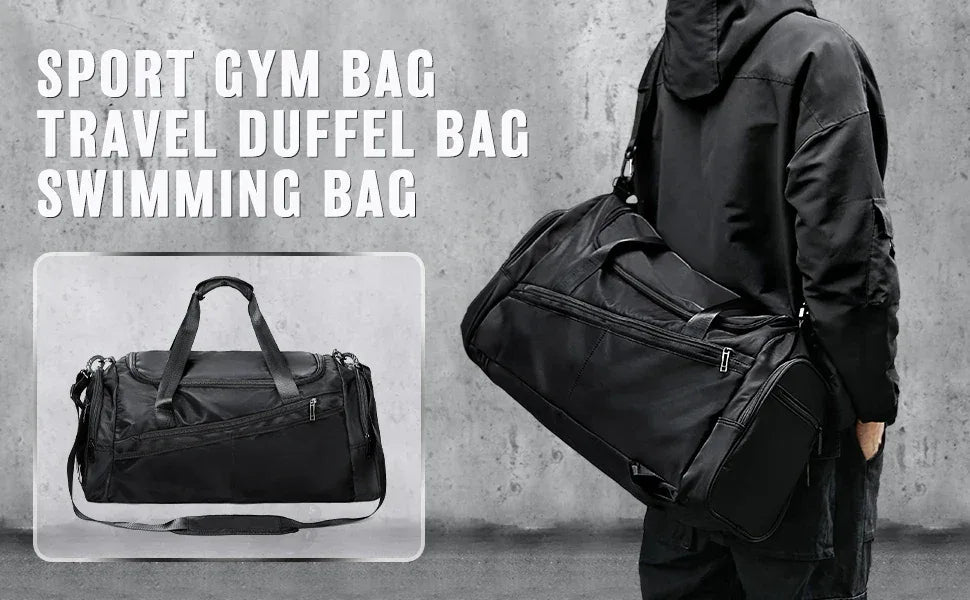 Sports Gym Bag Travel Duffel Bag with Wet Pocket & Shoes Compartment for Men Women Waterproof Large Weekender Overnight Backpack - Luvia