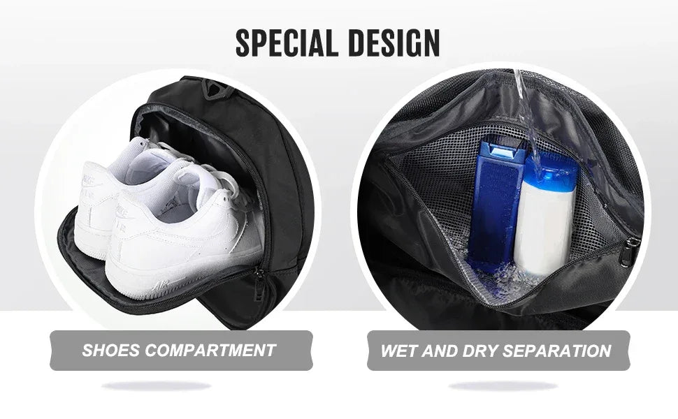 Sports Gym Bag Travel Duffel Bag with Wet Pocket & Shoes Compartment for Men Women Waterproof Large Weekender Overnight Backpack - Luvia