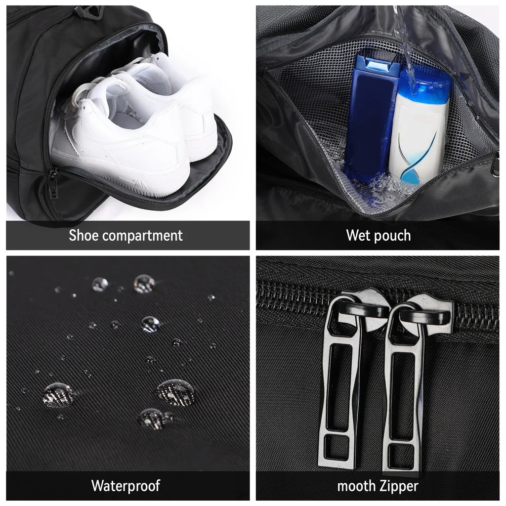 Sports Gym Bag Travel Duffel Bag with Wet Pocket & Shoes Compartment for Men Women Waterproof Large Weekender Overnight Backpack - Luvia