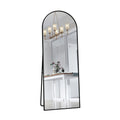 Anajqaqia 162x53cm Vertical Floor Mirror, Aluminum Frame Tempered Glass Curved Mirror for Living Room, Bedroom, Black