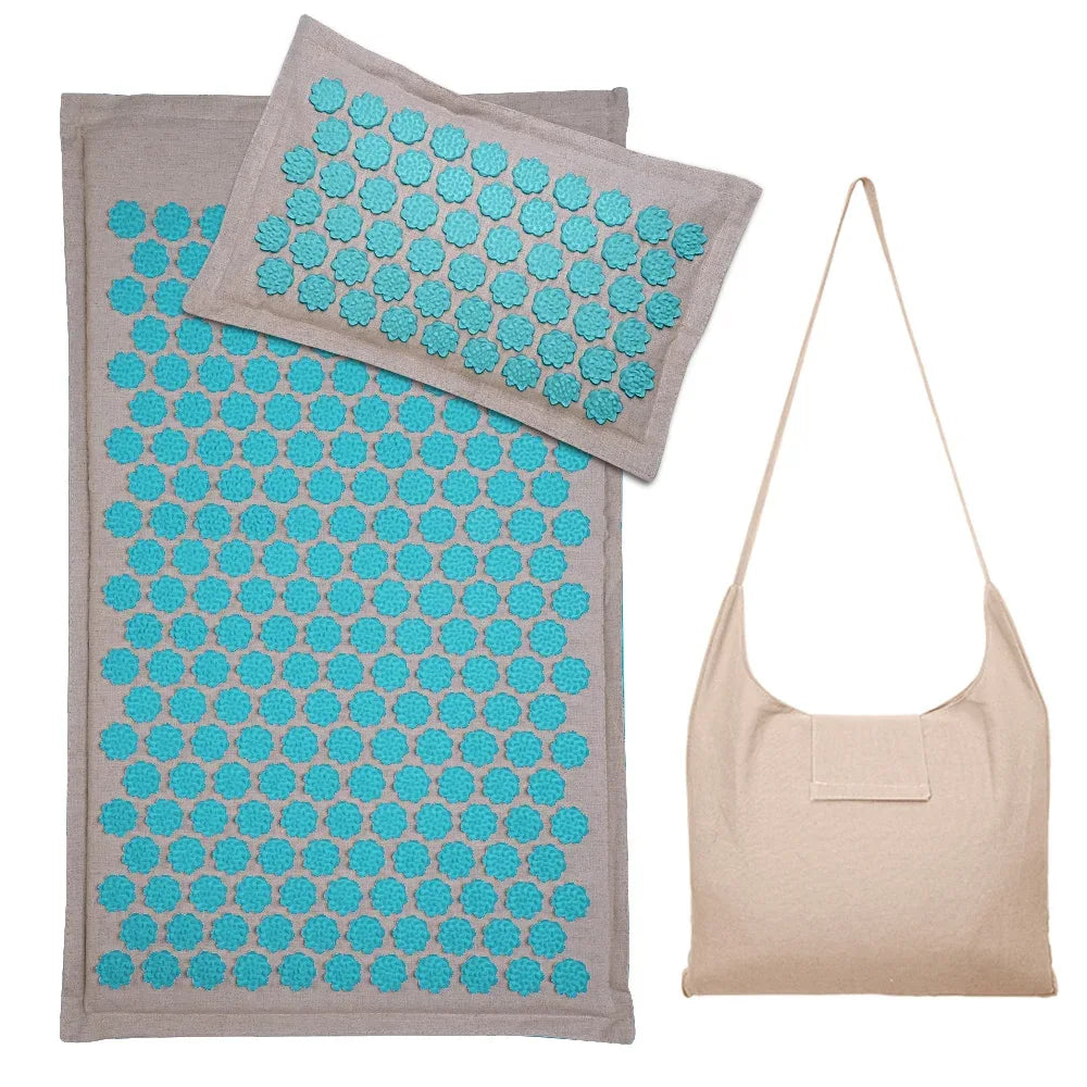 Lotus Spike Acupressure Mat Cushion Nature Linen Coconut Palm Back Neck Foot Massage Indoor Home Fitness Pillow Gym Mat Home - Luvia