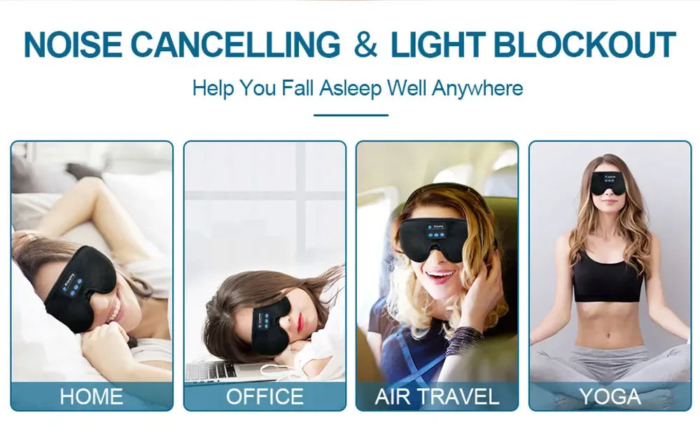 Mask For Sleep Headphones Bluetooth 3D Eye Mask Music Play Sleeping Headphones with Built-in HD Speaker - Luvia