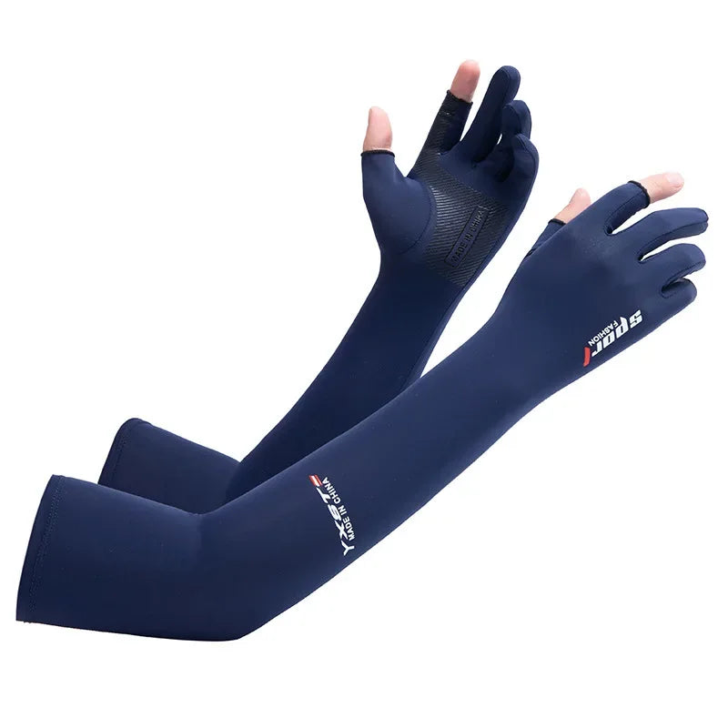 UV Solar Arm Sleeves Women Men Summer Cycling Long Sleeves Anti-Sunburn Cuff Breathable Fishing Arm Warmers Cover Gloves Driving - Luvia