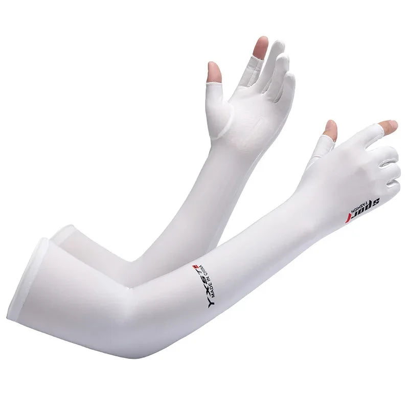 UV Solar Arm Sleeves Women Men Summer Cycling Long Sleeves Anti-Sunburn Cuff Breathable Fishing Arm Warmers Cover Gloves Driving - Luvia