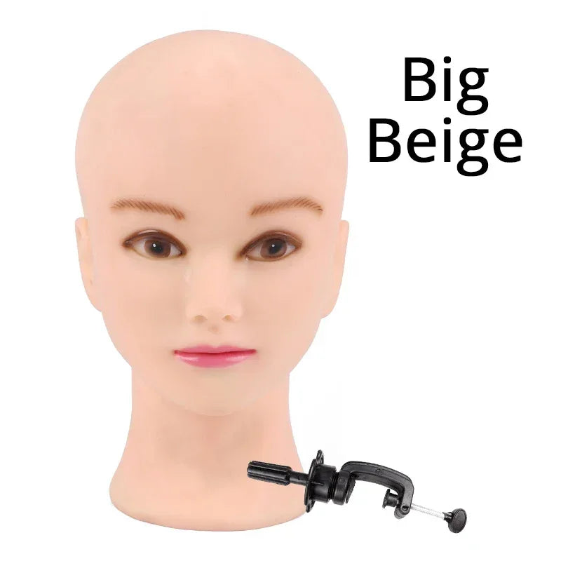 Bald Mannequin Head With Clamp Female Mannequin Head For Wig Making Hat Display Cosmetology Manikin Head For Makeup Practice - Luvia
