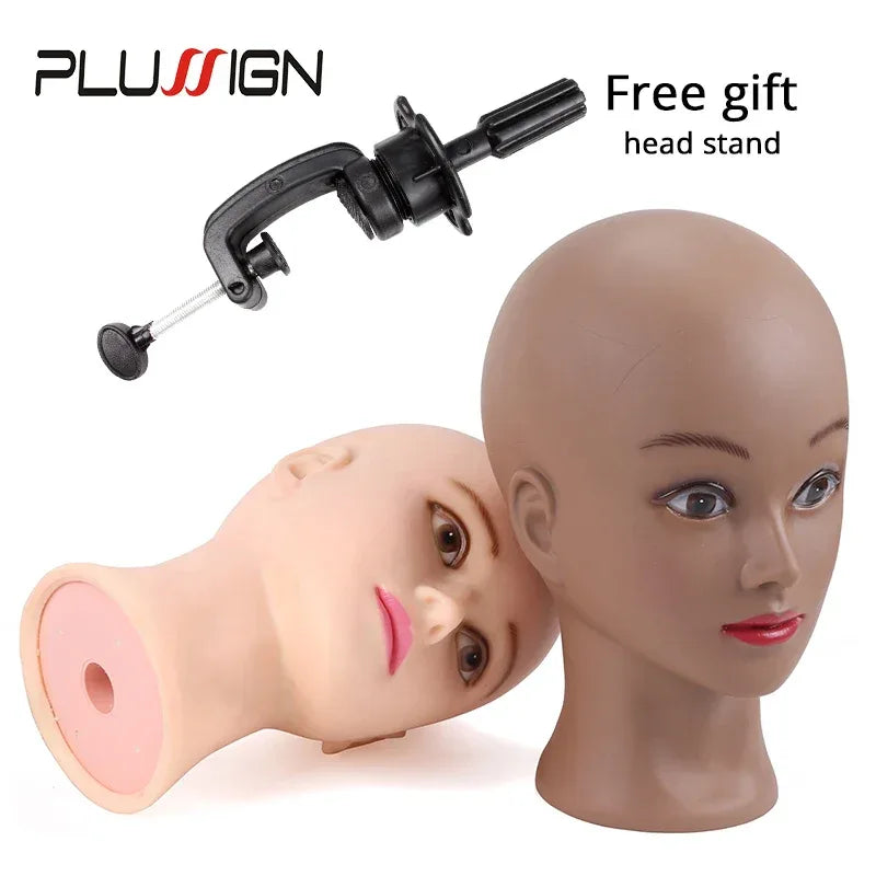 Bald Mannequin Head With Clamp Female Mannequin Head For Wig Making Hat Display Cosmetology Manikin Head For Makeup Practice - Luvia