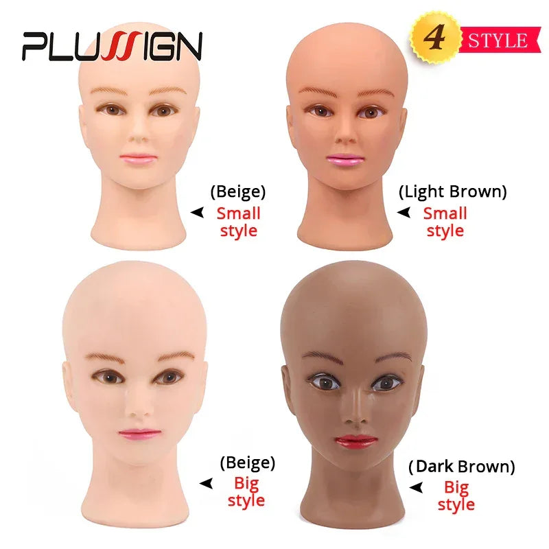 Bald Mannequin Head With Clamp Female Mannequin Head For Wig Making Hat Display Cosmetology Manikin Head For Makeup Practice - Luvia