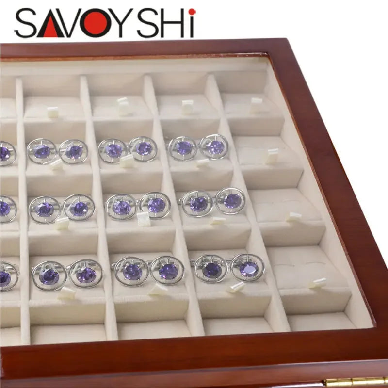 Luxury Cufflinks Gift Box 40pairs Capacity Cufflinks box High Quality Painted Wooden Box Authentic 350*240*50mm Ring Earing box - Luvia