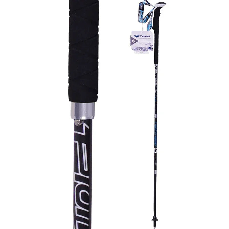 2 Pcs/Pair Portable Collapsible Carbon Fiber Trekking Poles Quick Lock Compact Folding Walking Stick Tourism Trail Running - Luvia