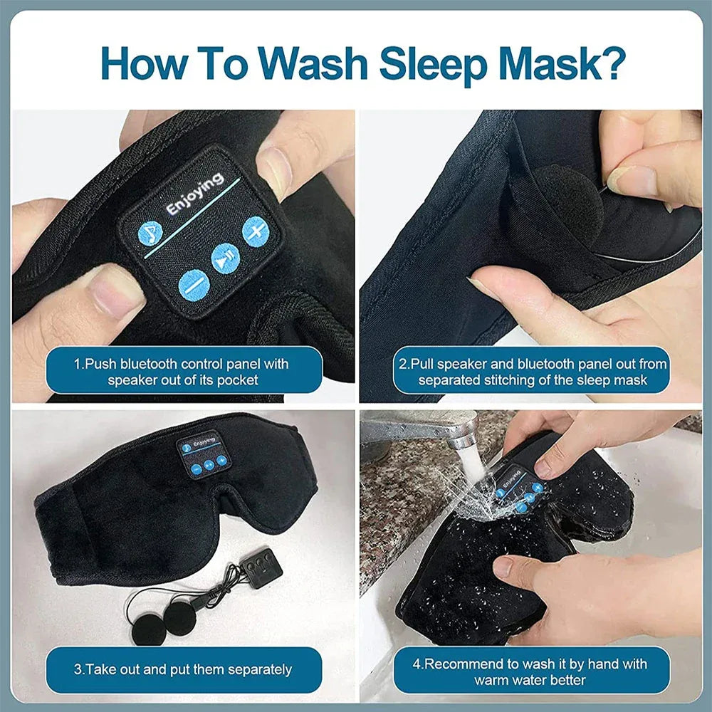 Mask For Sleep Headphones Bluetooth 3D Eye Mask Music Play Sleeping Headphones with Built-in HD Speaker - Luvia