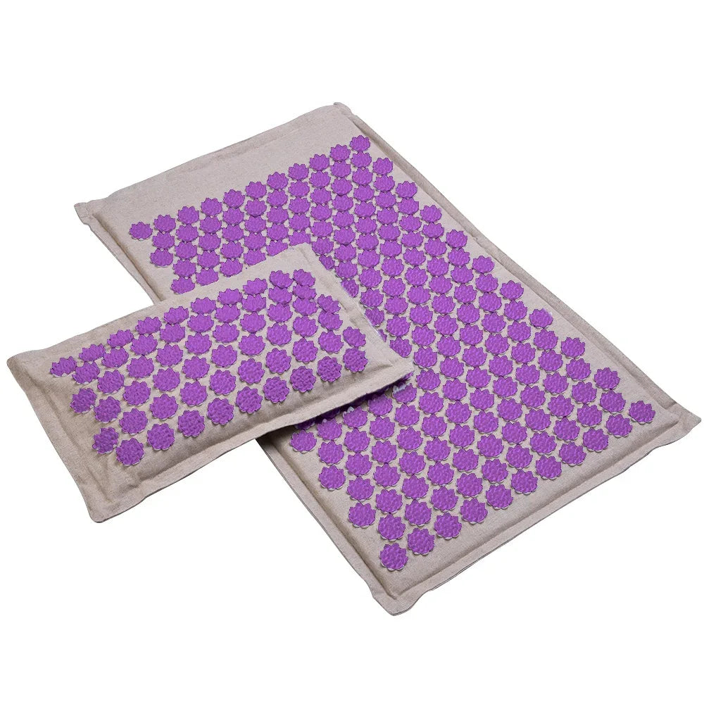 Lotus Spike Acupressure Mat Cushion Nature Linen Coconut Palm Back Neck Foot Massage Indoor Home Fitness Pillow Gym Mat Home - Luvia