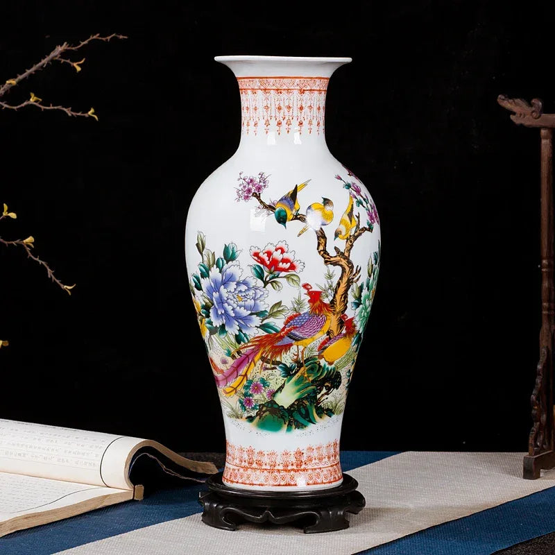 37CM Jingdezhen Ceramic Vases Pottery Decoration living room Flower arrangement Modern Home Simple TV Cabinet Christmas Gift - Luvia