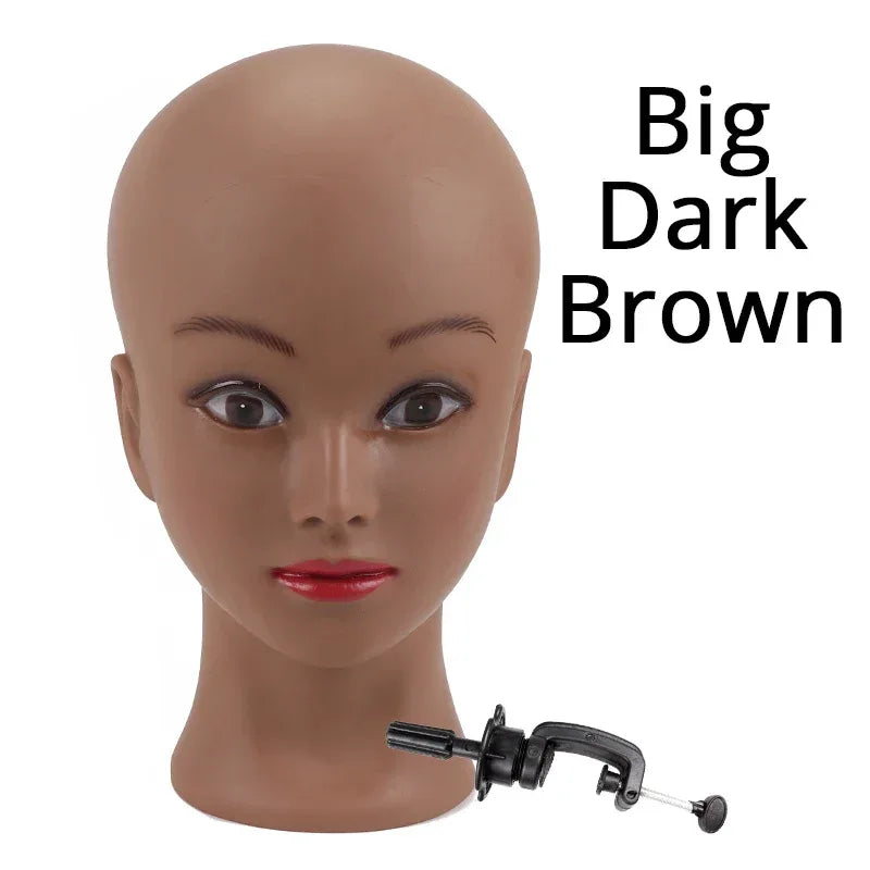 Bald Mannequin Head With Clamp Female Mannequin Head For Wig Making Hat Display Cosmetology Manikin Head For Makeup Practice - Luvia