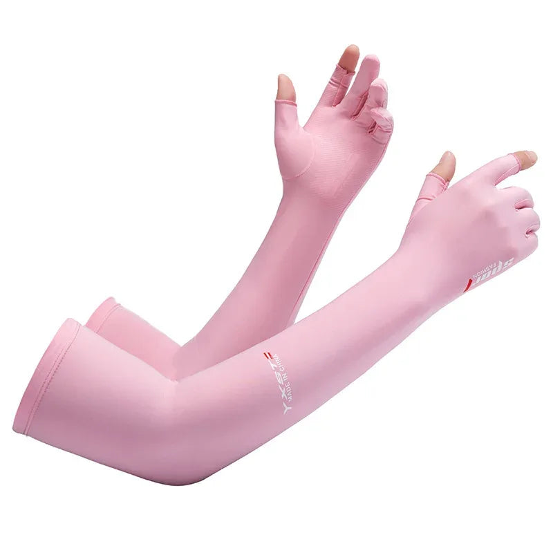 UV Solar Arm Sleeves Women Men Summer Cycling Long Sleeves Anti-Sunburn Cuff Breathable Fishing Arm Warmers Cover Gloves Driving - Luvia