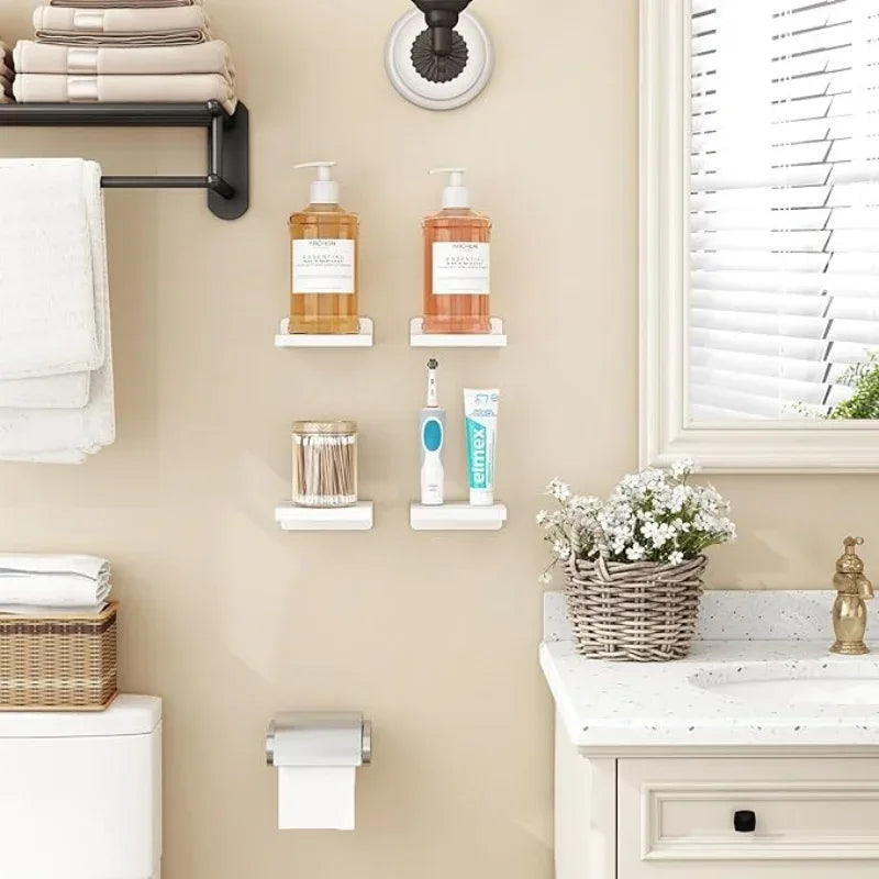4/2 Pcs White Floating Shelves for Wall Rustic Wood Small Wall Mounted Shelves for Bedroom, Living Room, Kitchen, Bathroom Decor - Luvia