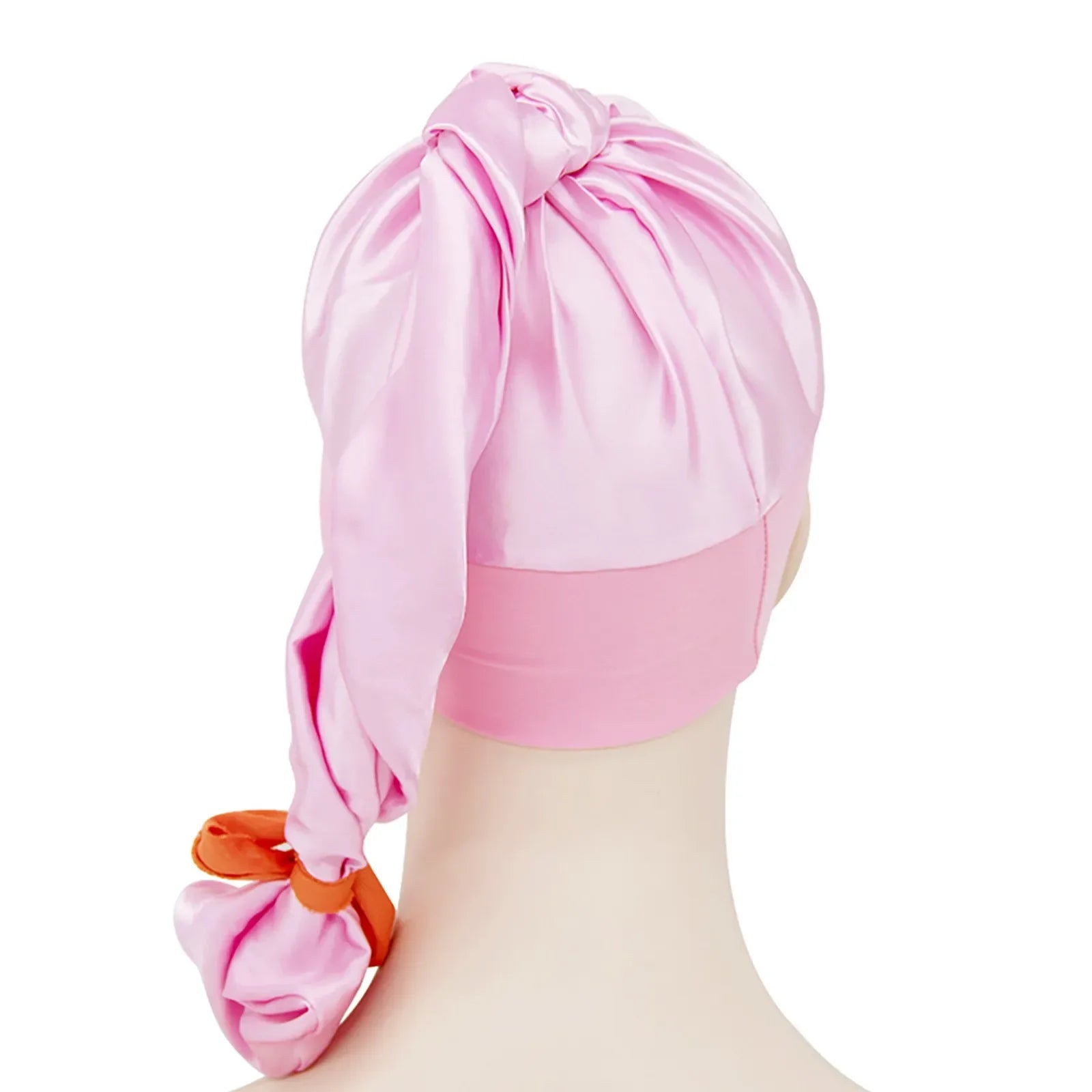 Long Satin Bonnet Sleep Cap Silk Sleeping Cap with Wide Elastic Band Loose Night Hat for Women Braids Curly Hair Black - Luvia