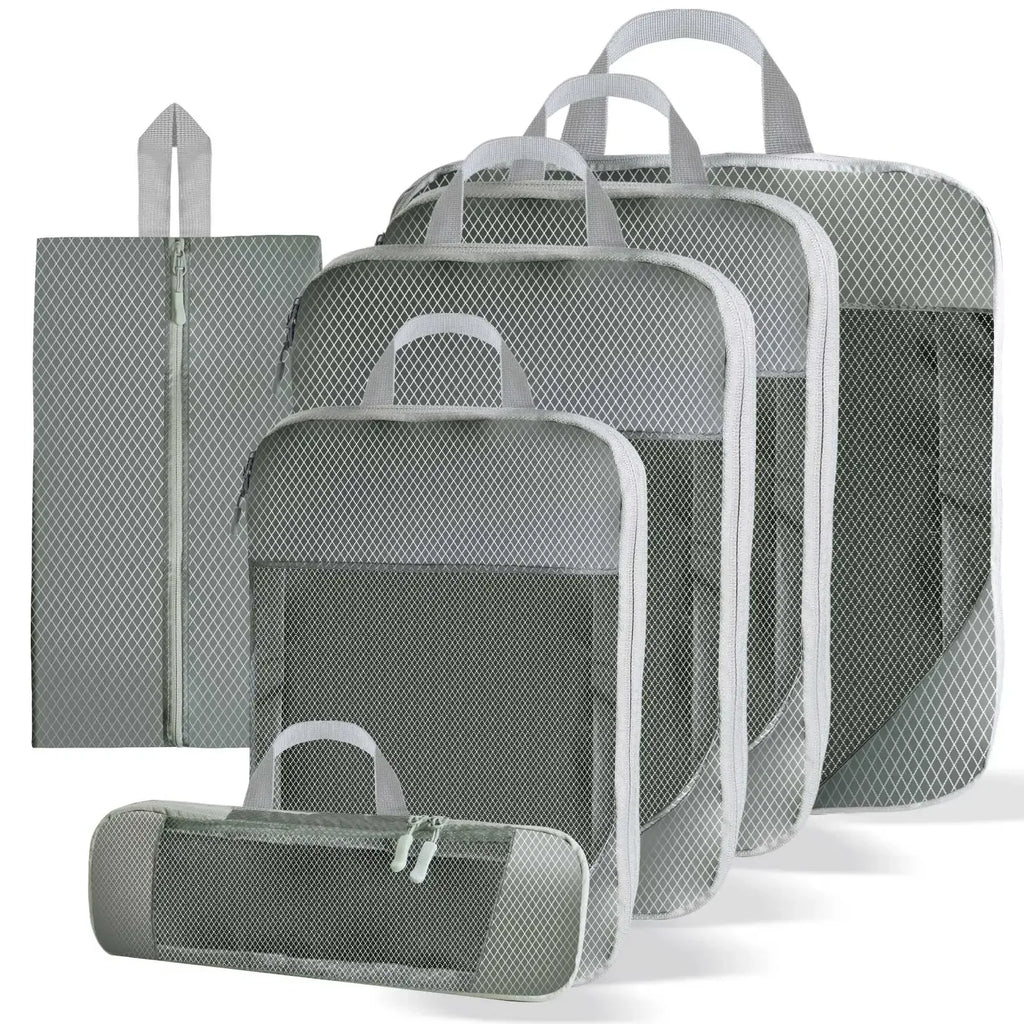 6Pcs Compression Packing Cubes Set for Travel Packing Cubes Compression Compressible Storage Bags for Carry On and Suitcases - Luvia