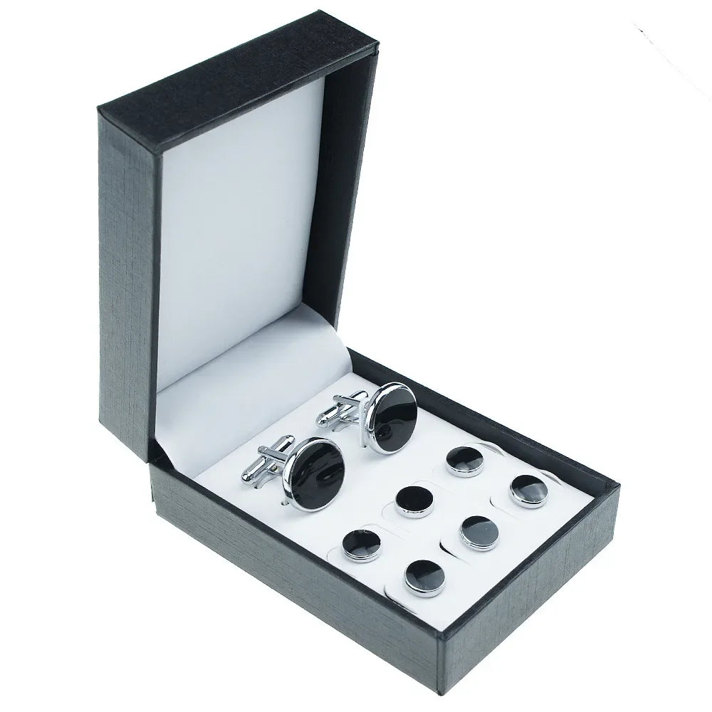 Cufflinks For Mens Luxury Quality Set Tuxedo Studs Shirts Cufflinks Set With Buttons 8pcs Set With Box Studs For Shirt Men Women - Luvia