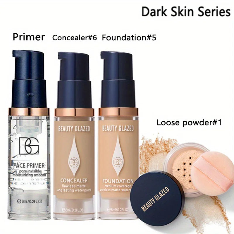 4pcs/set Magic Face Makeup Kit Natural Moisturizing Primer Long Lasting Waterproof Concealer Foundation Travel Face Makeup Set