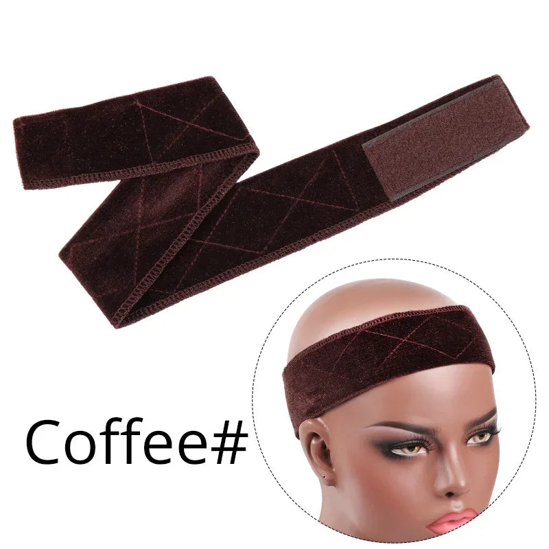 5.5cm Width Non-slip Wig Grip Headband Soft Velvet Hair Band For Fastern Wig Adjustable Wig Band For Women Black Scarf Head 1Pcs - Luvia