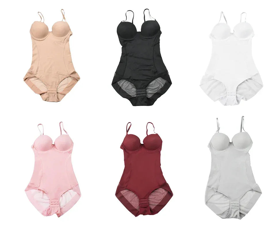 Bodysuit Women Shapewear Body Shaper With Cup Compression Bodies Belly Sheath Waist Trainer Reductive Slimming Underwear - Luvia