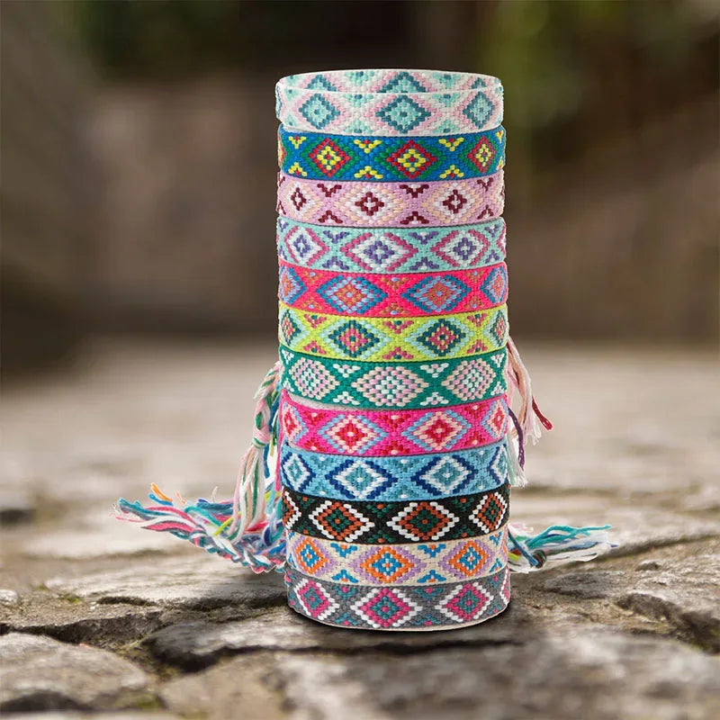 12Pcs/set The Bohemian woven bracelet is adjustable for both men and women - Luvia
