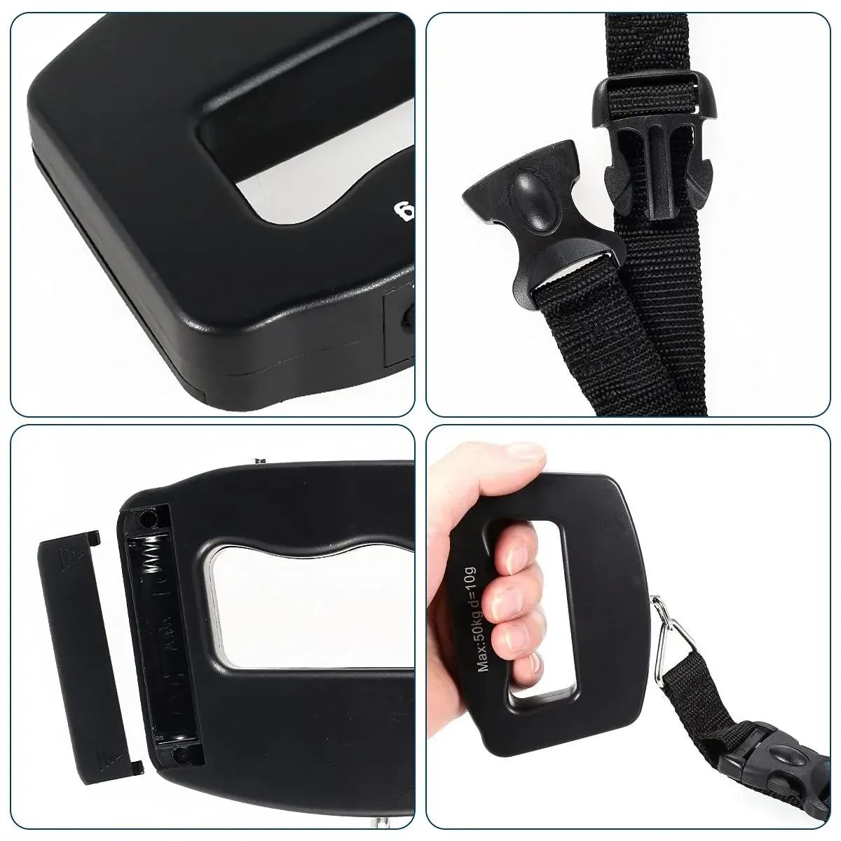 Digital Luggage Scale 50kg/110lb, Portable Handheld Scale with Backlight, Tare Function, 4 Units (g/kg/oz/lb) – Perfect for Tra - Luvia