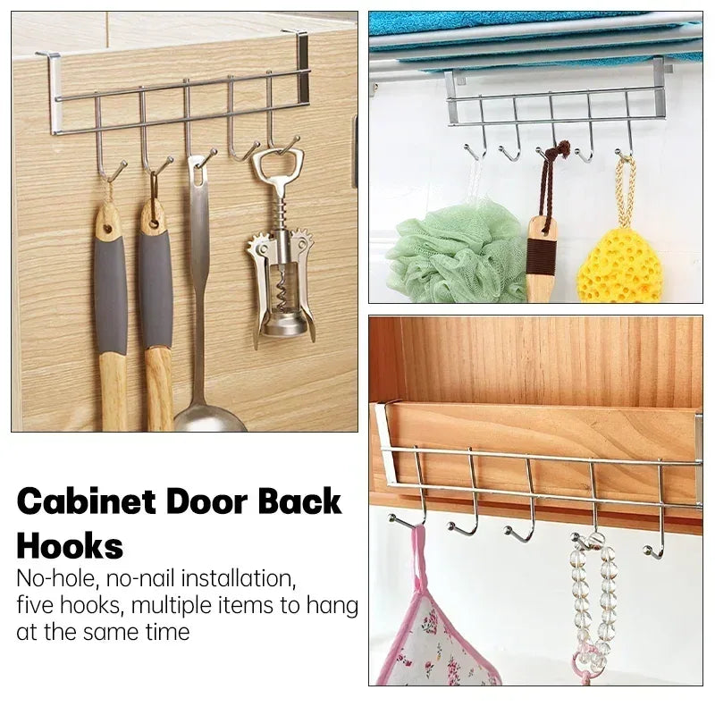 No Drill Over Door Hooks 5 Hooks Heavy Duty Organizer Space-Saving Wall Hanger for Coat Key Towel in Closet Bedroom Hallway - Luvia