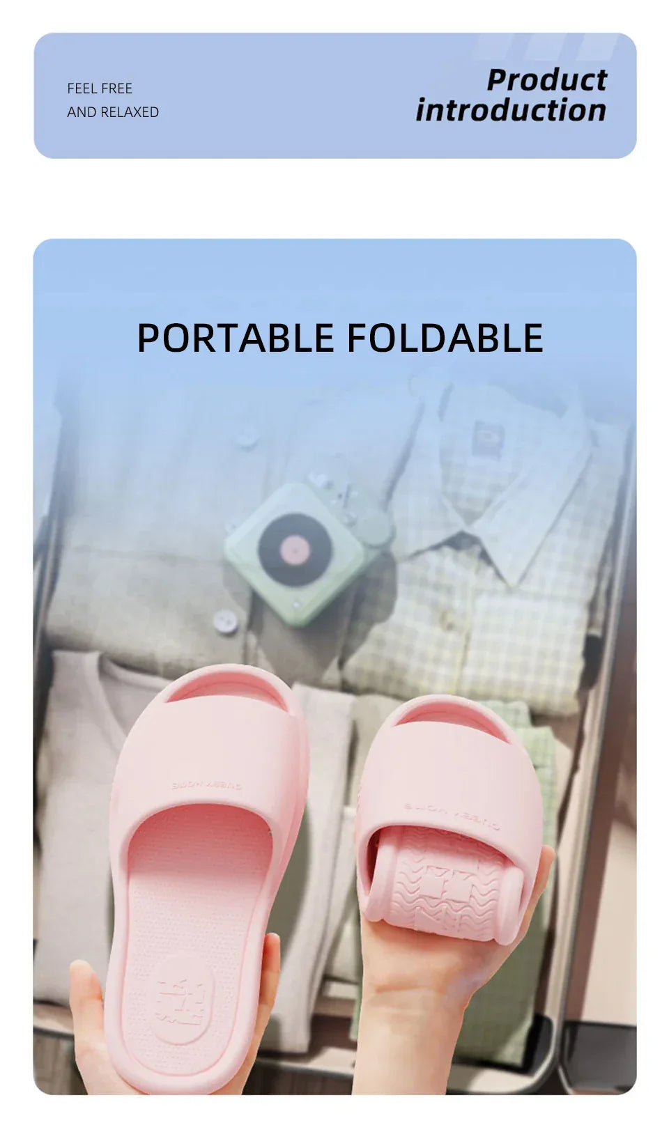 Foldable Portable Slippers Women Men Travel Hotel Beach Sandals Home Bathroom Anti slip Quick Dry Water Shoes - Luvia