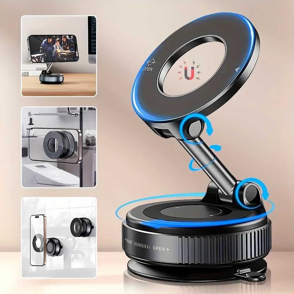 Magnetic Phone Car Holder Foldable 360° Rotation Adjustable Magnetic Mount for Car/Desk/Bathroom/Universal Use - Luvia