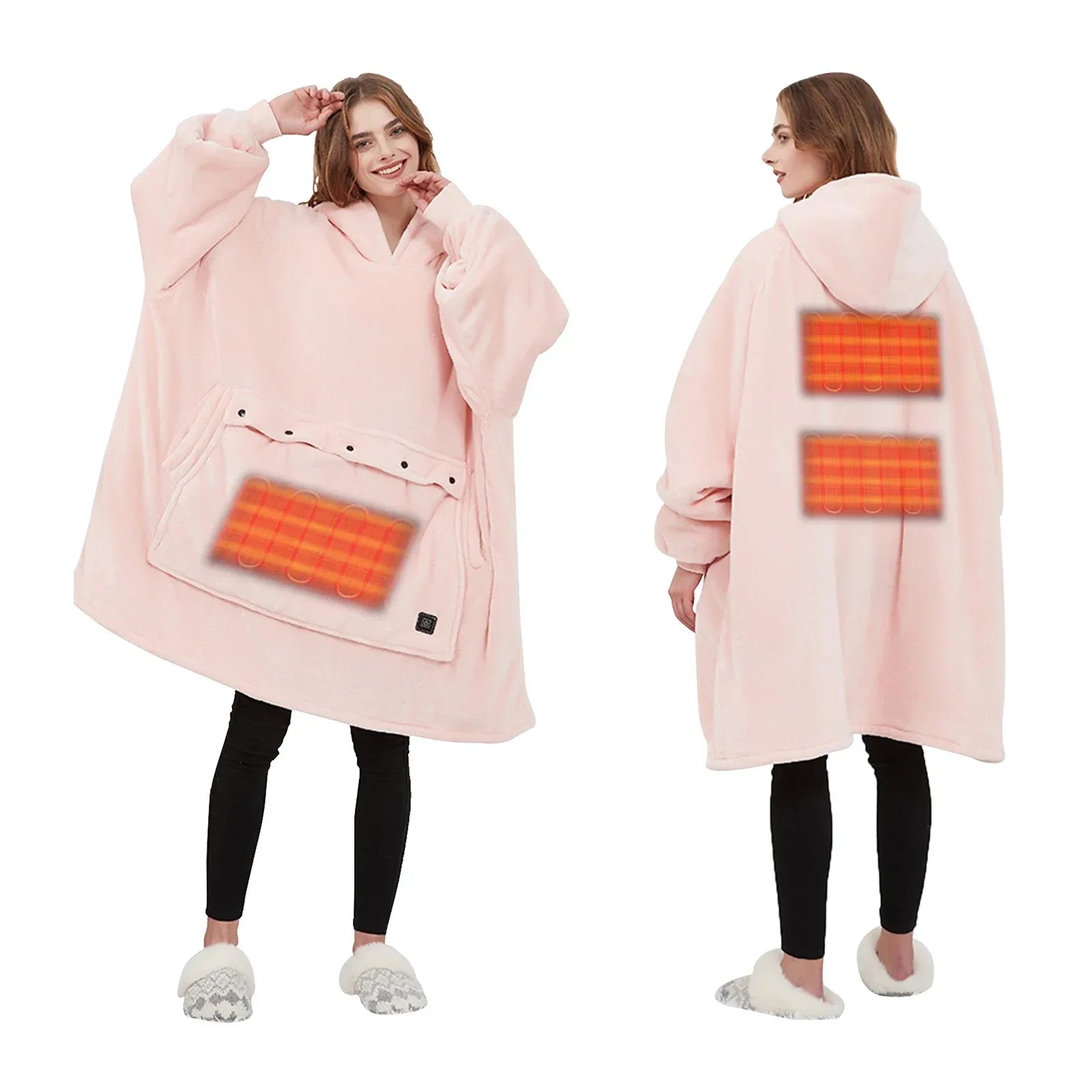Oversized Wearable Blanket Hoodie with Sleeves Pocket Sherpa Fleece Blanket Sweatshirt Warm Thick Plush Heating Hooded Blankets - Luvia