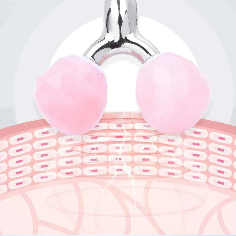 Rose Quartz Jade Roller Facial Massager 3D Massage Face Roller Face-lift Skin Care Tool Thin Face Chin Neck Body Wrinkle Remover - Luvia