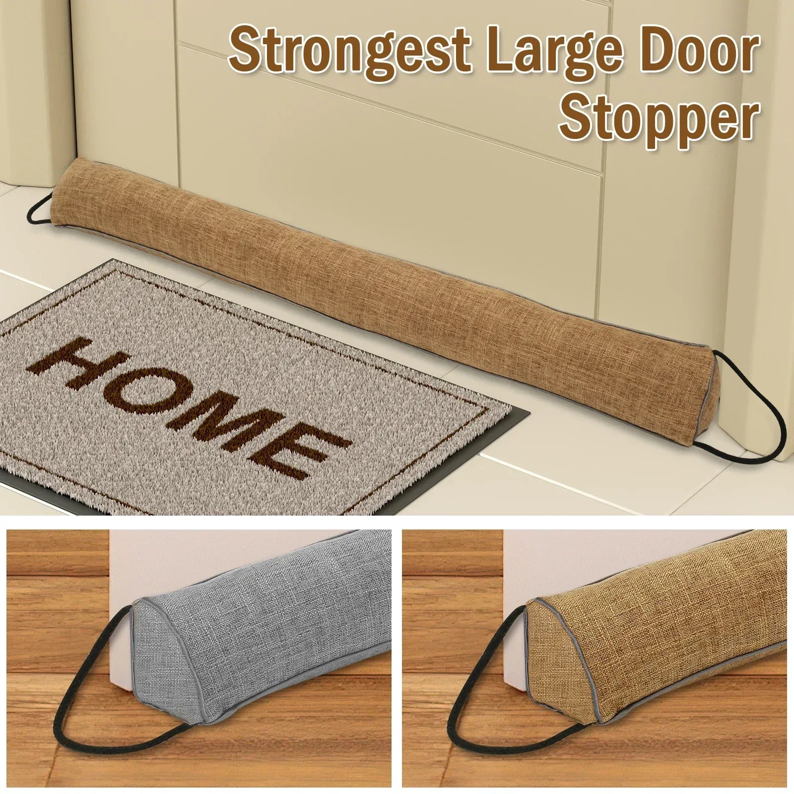 1/2Pcs Under Door Draft Stopper 92cm Heavy Triangular Duty Door Draft Blocker with Hanging Loops for Under Door Noise Blocker - Luvia