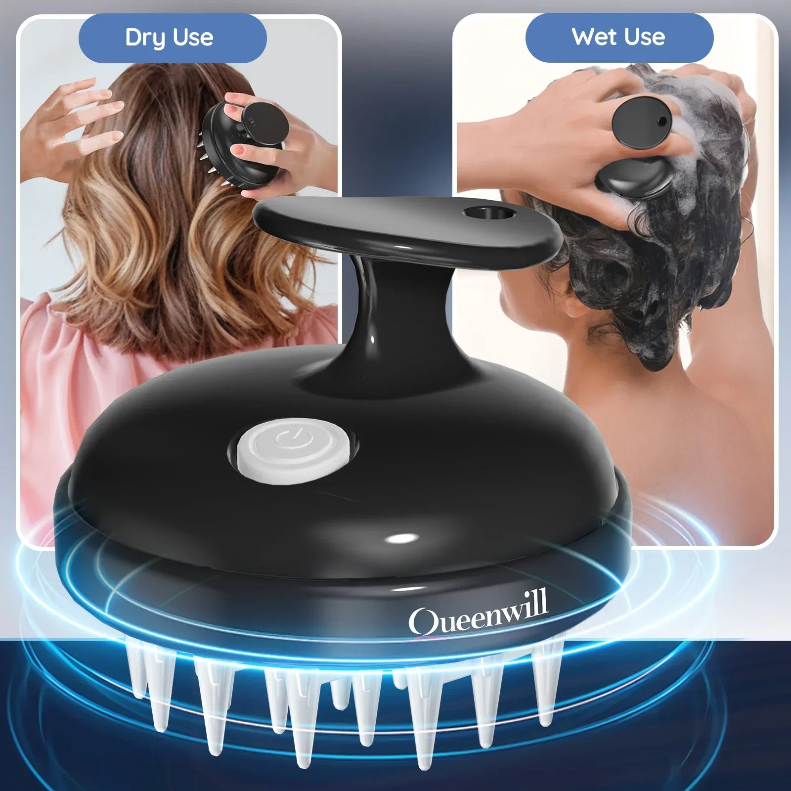 Scalp Massager Hair Growth Scalp Scrubber with Soft Silicone Bristles for Hair Growth Dandruff Removal, Hair Shampoo Brush Scalp - Luvia