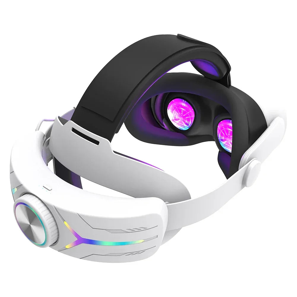 Adjustable RGB Head Strap with 12000mAh Battery Extend VR Playtime Comfort Replacement Head Strap for Meta Quest 3S - Luvia