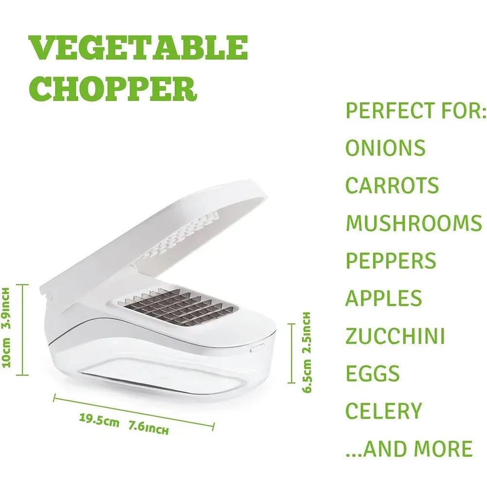 Vegetable Chopper with Storage Container Onion Fruit Dicer Chopper Easy Pour Opening Stainless Steel Blades Kitchen Accessories - Luvia