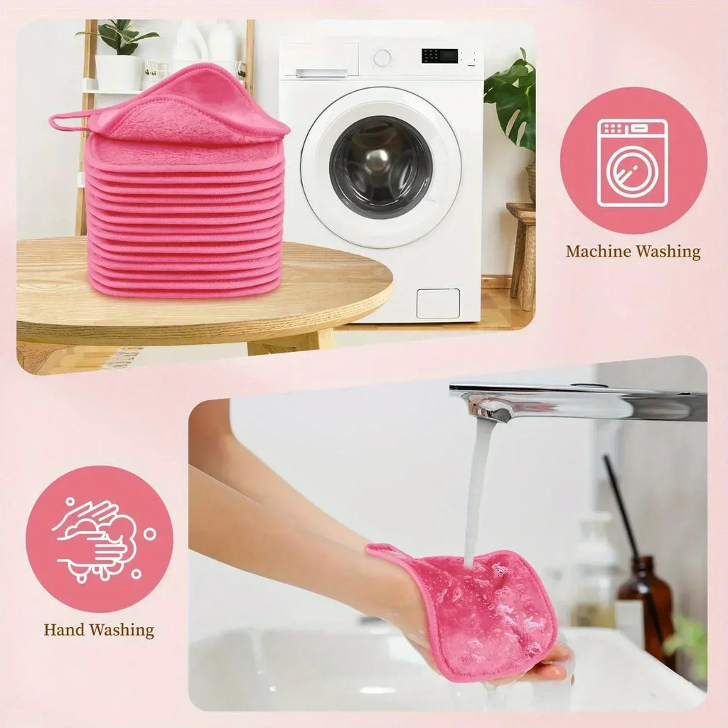 12PCS Microfiber Face Cloths Reusable Makeup Remover Cloth Makeup Towels Face Deep Cleaning Pads Skincare Beauty Tools - Luvia