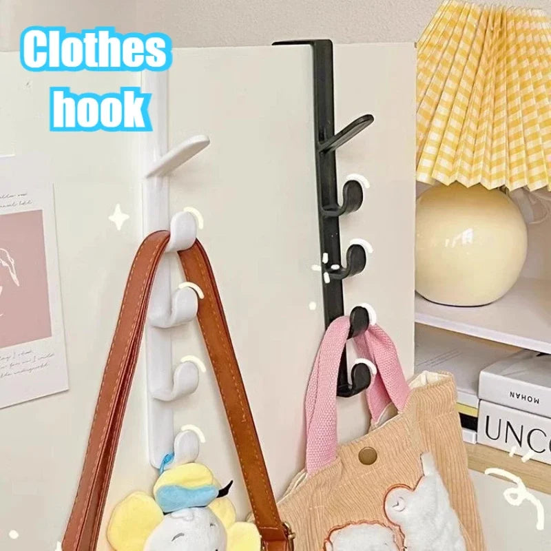1pcs Bedroom Door Hanger Clothes Hanging Rack Over The Door Plastic Home Storage Organization Hooks, Purse Holder for Bags Rails