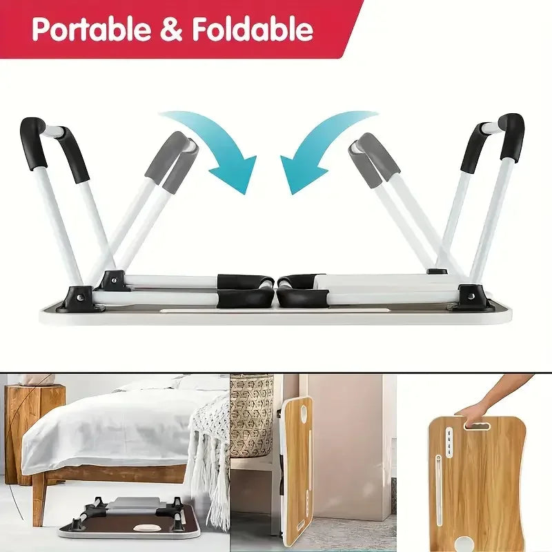 Extra Large Multifunctional Foldable Laptop Bed Desk - Multifunctional Tray Stand with Cup Holder and Drawer Stable and Durable - Luvia