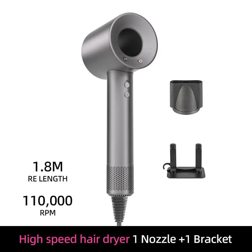 2025 Professional Leafless Hair Dryer Negative Ion Attachment Negative Ion Salon Tool Home Travel Portable Electric Hair Dryer