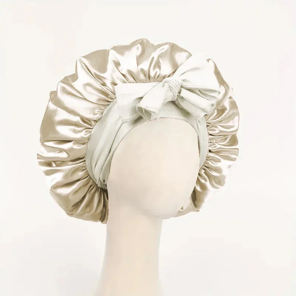 Satin Silk Hair Bonnet | Adjustable Tie Band | Sleep Bonnet for Women Men | Unisex Protective Headwear - Luvia