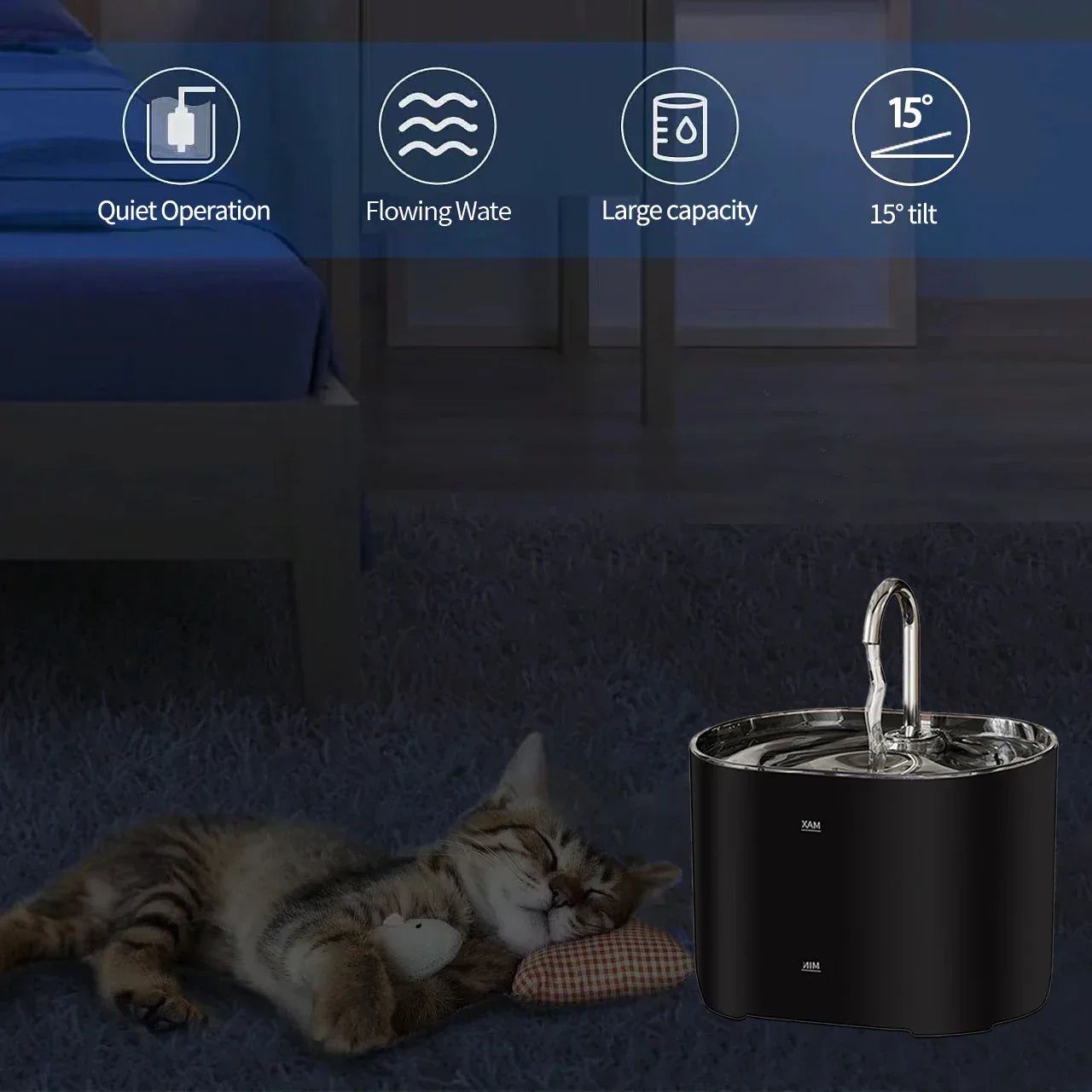 Cat Water Fountain Pet Water Fountain for Cats Inside 1Filters&Ultra-Quiet Pump 2.2L/73oz Dog Pet Water Fountain - Luvia